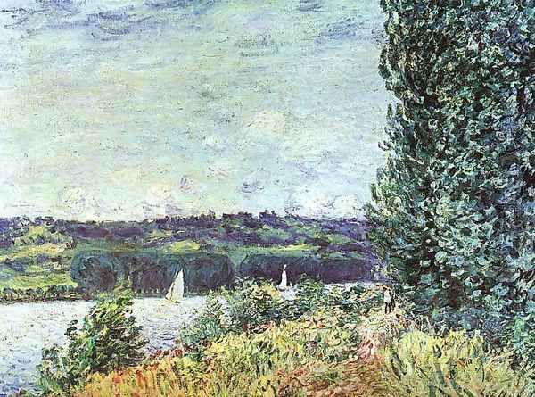 Banks of the Seine, Wind Blowing Oil Painting by Alfred Sisley