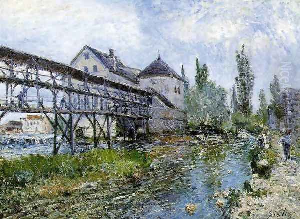 Provencher's Mill at Moret 1883 Oil Painting by Alfred Sisley