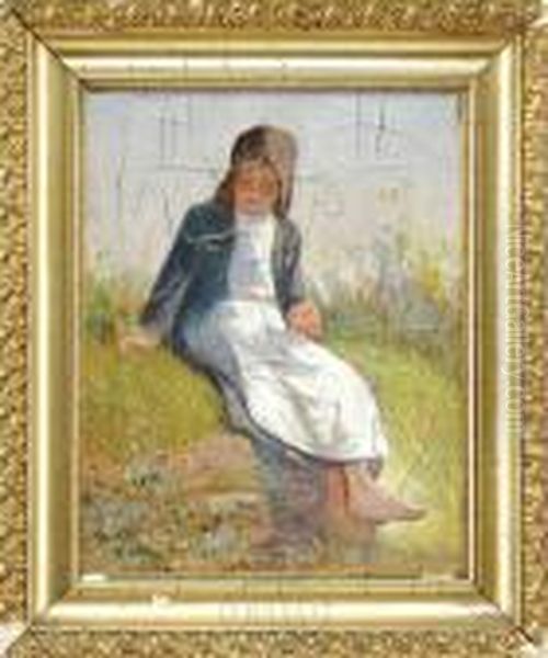 Potthast Little Flower Girl Oil Painting by Edward Henry Potthast