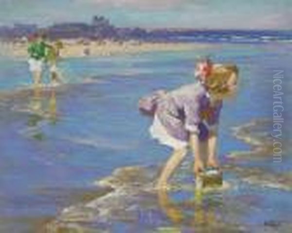 Wading Oil Painting by Edward Henry Potthast