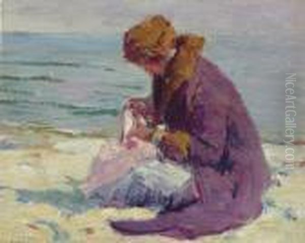 A Chilly Day At The Beach Oil Painting by Edward Henry Potthast