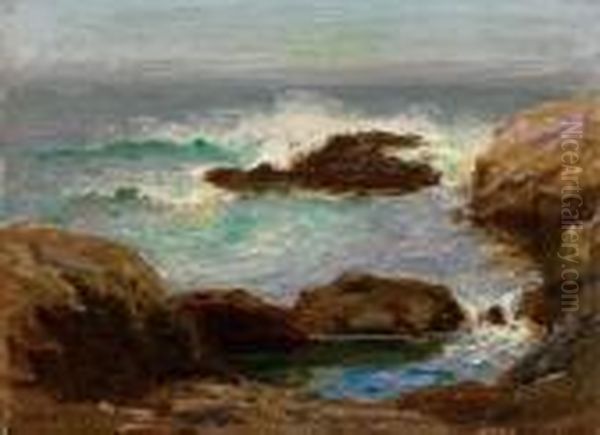 Waves Along A Rocky Coast Oil Painting by Edward Henry Potthast