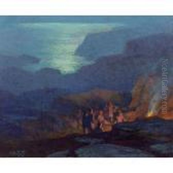 Moonlight Campers Oil Painting by Edward Henry Potthast