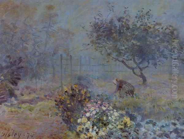 Foggy Morning Voisins Oil Painting by Alfred Sisley