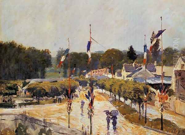 Fete Day At Marly Le Roi Formerly The Fourteenth Of July At Marly Le Roi Oil Painting by Alfred Sisley