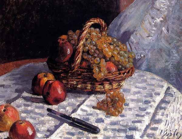 Still Life: Apples And Grapes Oil Painting by Alfred Sisley