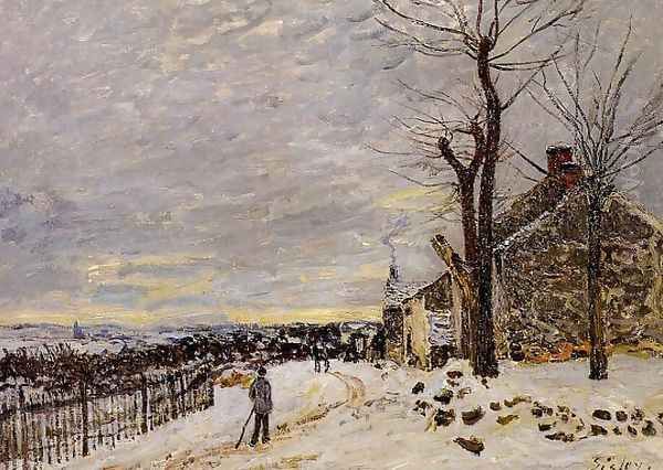 Snowy Weather At Veneux Nadon Oil Painting by Alfred Sisley