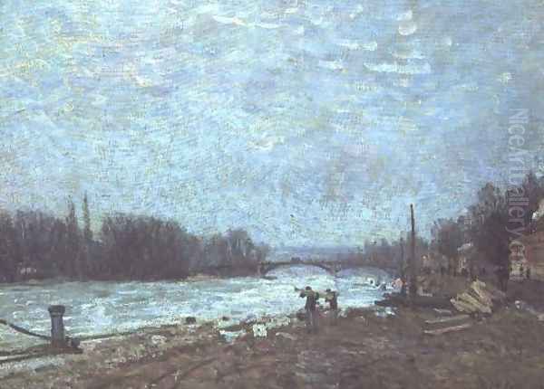 After the Thaw, the Seine at Suresnes Bridge, 1880 Oil Painting by Alfred Sisley