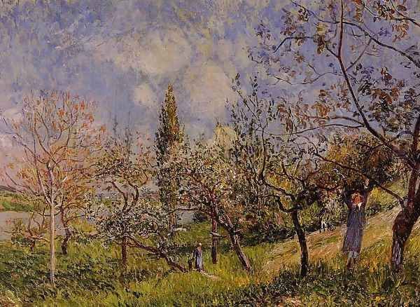 Orchard In Spring Oil Painting by Alfred Sisley