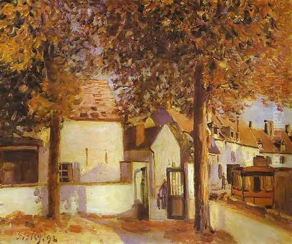 View In Moret Rue Des Fosses Oil Painting by Alfred Sisley