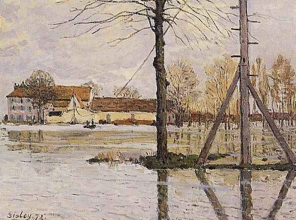 Ferry To The Ile De La Loge Flood Oil Painting by Alfred Sisley