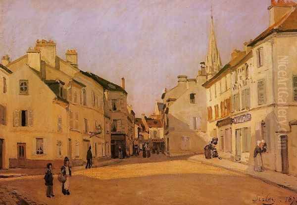 Square In Argenteuil Rue De La Chaussee Oil Painting by Alfred Sisley