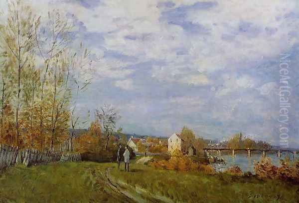 Banks of the Seine at Bougival Oil Painting by Alfred Sisley