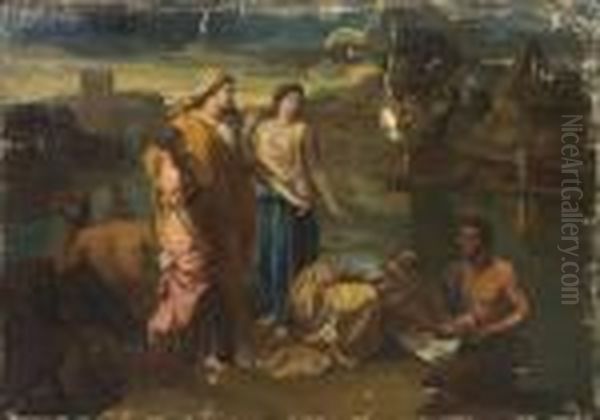 Finding The Infant Moses Oil Painting by Nicolas Poussin