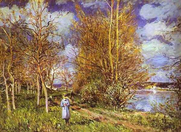 Small Meadows In Spring Oil Painting by Alfred Sisley