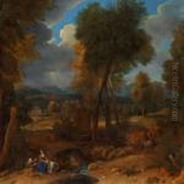 Rest On The Flight Into Egypt Oil Painting by Nicolas Poussin