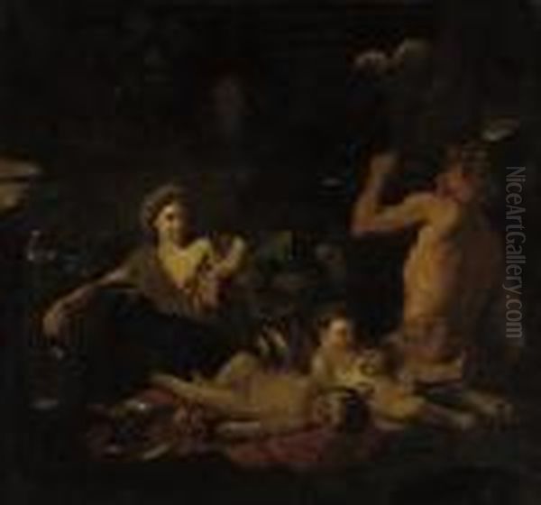 The Nurture Of Bacchus Oil Painting by Nicolas Poussin