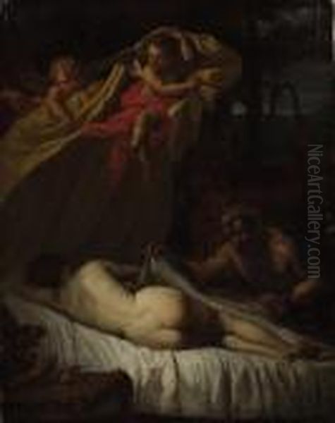 Sleeping Venus With Satyrs Oil Painting by Nicolas Poussin