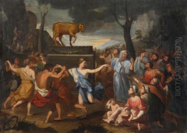 The Adoration Of The Colden Calf Oil Painting by Nicolas Poussin