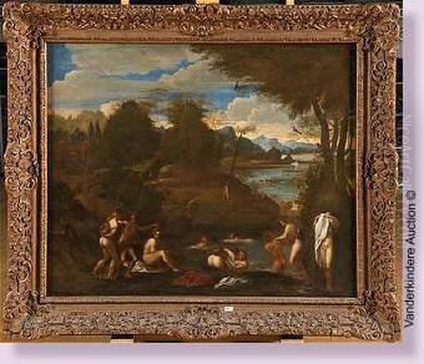 Baigneurs Au Bors De L'eau Oil Painting by Nicolas Poussin