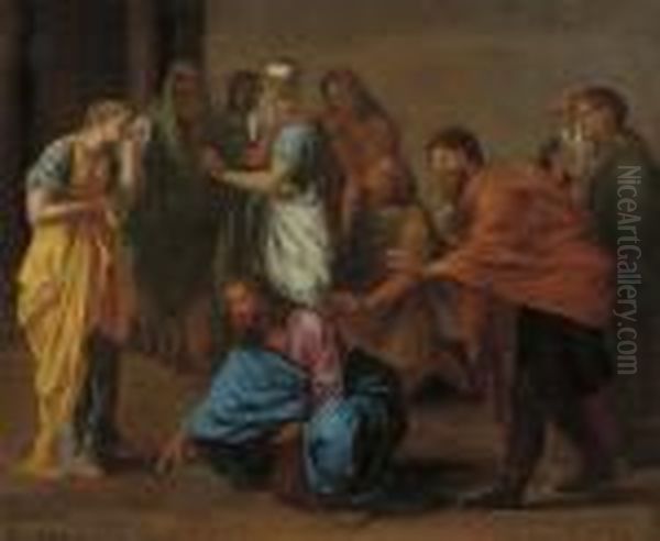 Christ And The Adulteress, With The Pharisees Looking On Oil Painting by Nicolas Poussin