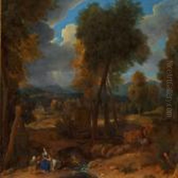 The Rest On The Flight Into Egypt Oil Painting by Nicolas Poussin