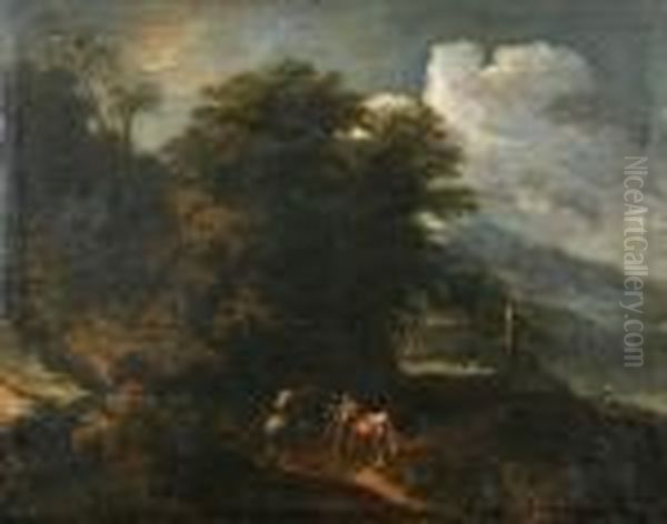 Classical Landscape With Figures Oil Painting by Nicolas Poussin