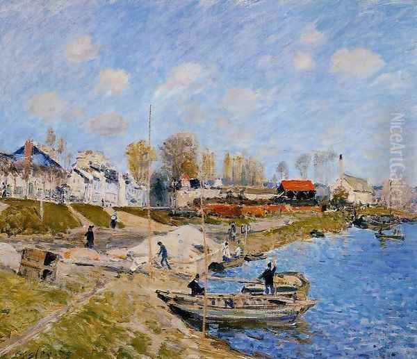 Sand On The Quayside Port Marly Oil Painting by Alfred Sisley