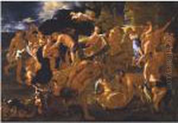 The Meeting Of Bacchus And Ariadne Oil Painting by Nicolas Poussin