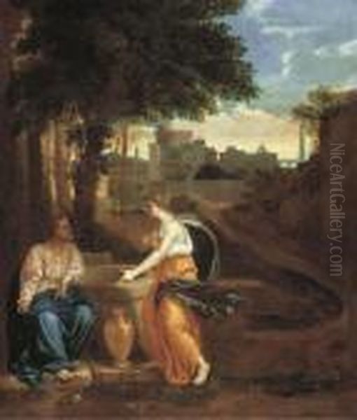 Le Christ Et La Samaritaine Oil Painting by Nicolas Poussin