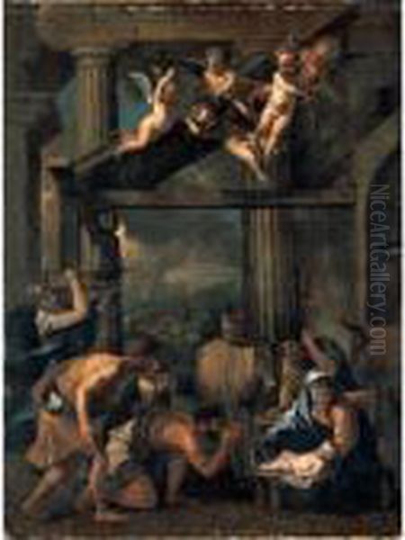 The Adoration Of The Shepherds Oil Painting by Nicolas Poussin