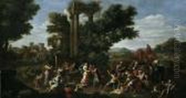 Rebecca Und Eliezer Am Brunnen (1 Mose, Kap. 24). Oil Painting by Nicolas Poussin