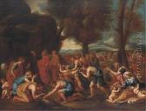 Moses Striking The Rock Oil Painting by Nicolas Poussin