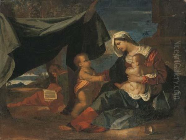 The Holy Family With Saint John The Baptist Oil Painting by Nicolas Poussin