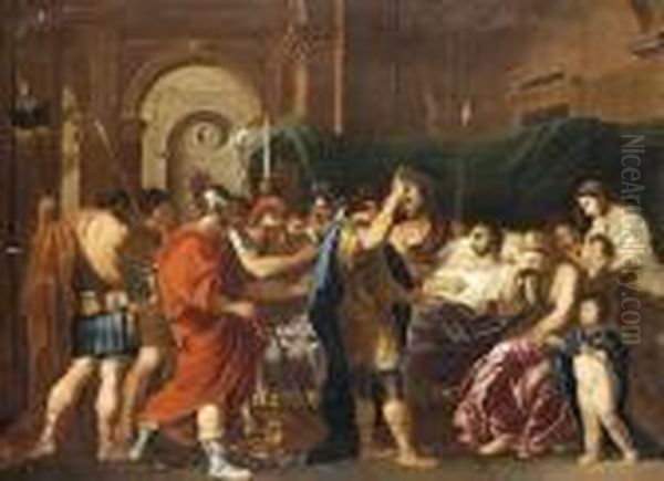 A Haldoklo Germanicus Oil Painting by Nicolas Poussin