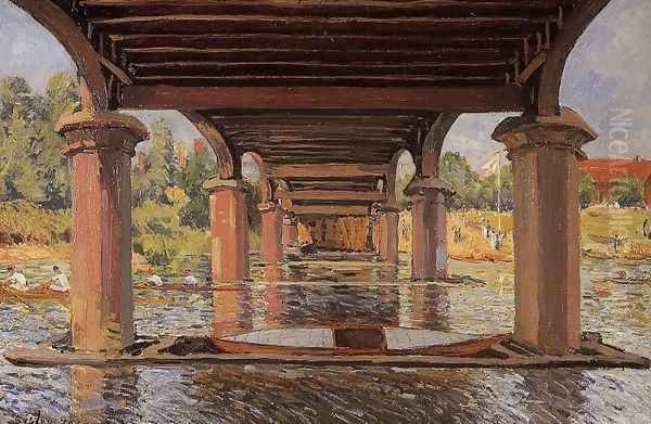 Under The Bridge At Hampton Court Oil Painting by Alfred Sisley