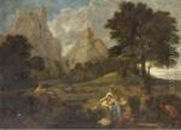 A Classical Landscape With Polyphemus Oil Painting by Nicolas Poussin