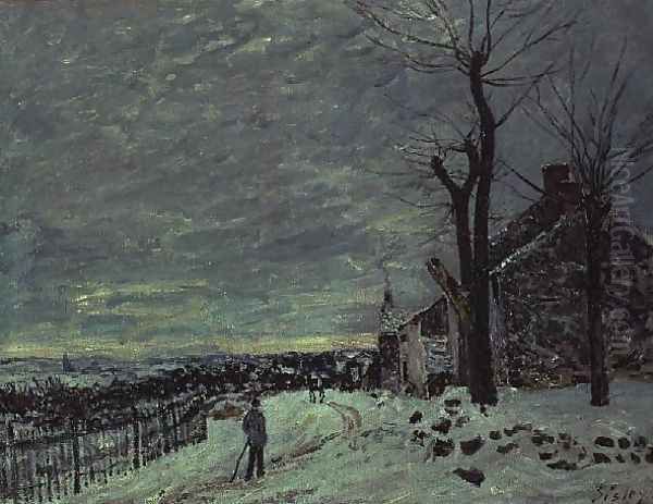 Snow at Veneux-Nadon, c.1880 Oil Painting by Alfred Sisley