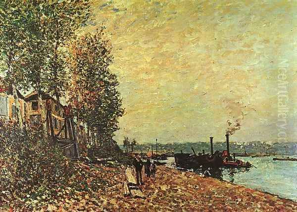 The Tugboat 1883 Oil Painting by Alfred Sisley