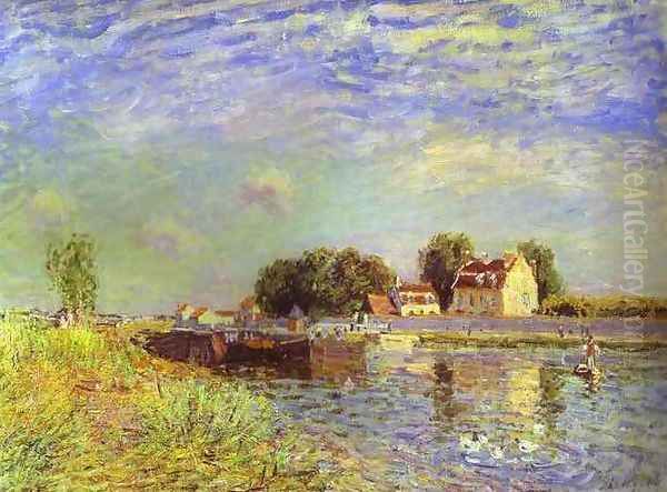 The Canal Du Loing At St Mammes Oil Painting by Alfred Sisley