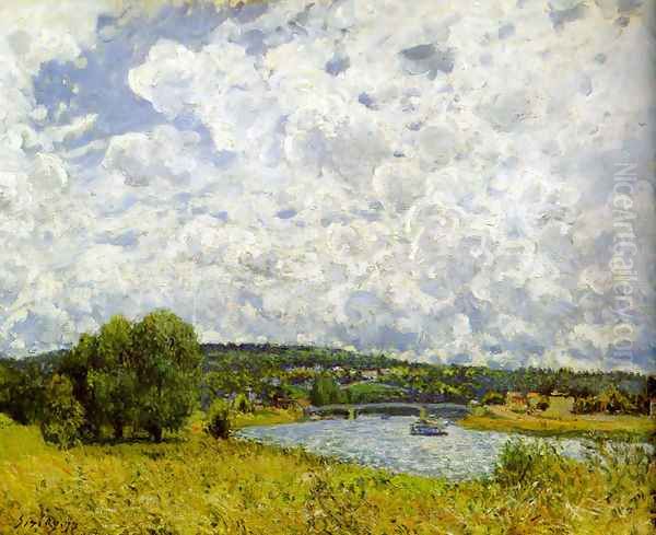 The Seine at Suresnes, 1877 Oil Painting by Alfred Sisley