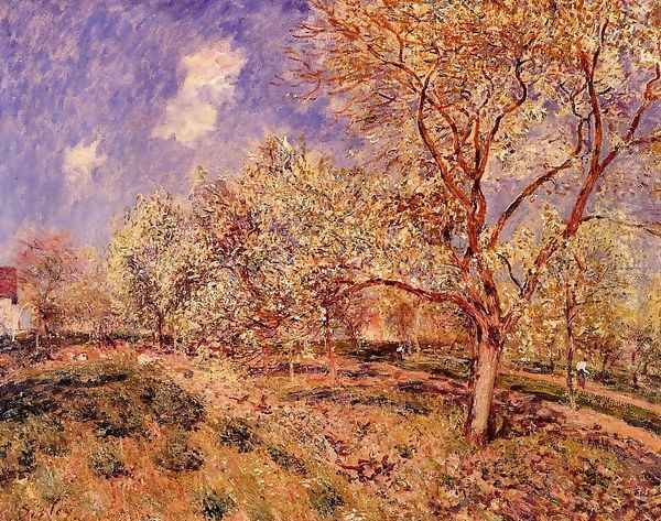 Spring at Veneux Oil Painting by Alfred Sisley