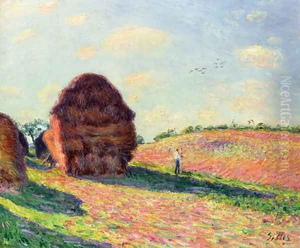 Haystacks Oil Painting by Alfred Sisley