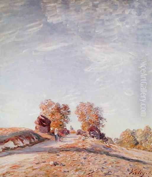 Uphill Road in Sunshine, 1891 Oil Painting by Alfred Sisley