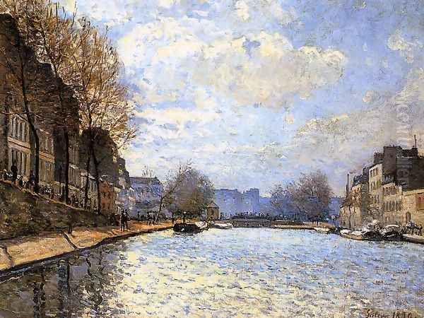 View of the Canal Saint-Martin, Paris, 1870 Oil Painting by Alfred Sisley