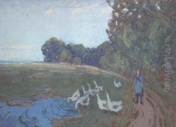 The Goose Girl, c.1895 Oil Painting by Alfred Sisley