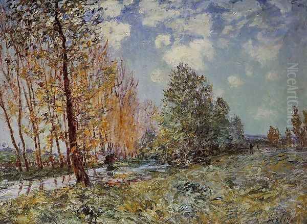 By the River Oil Painting by Alfred Sisley