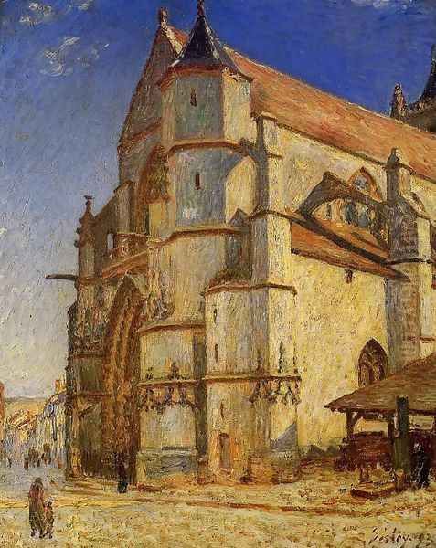 The Church At Moret In Morning Sun Oil Painting by Alfred Sisley