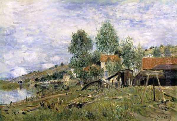 The Boatyard at Saint-Mammes Oil Painting by Alfred Sisley