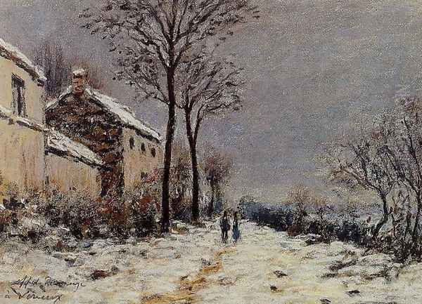 The Effect of Snow at Veneux Oil Painting by Alfred Sisley